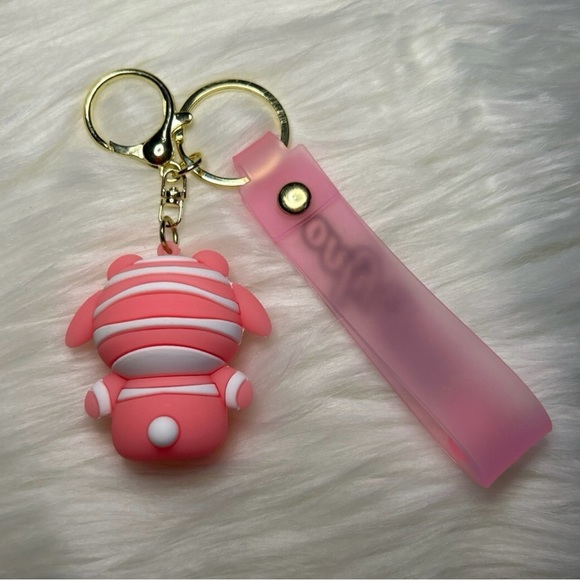 New My Melody from Hello Kitty Keychain/Wristlet in Pink Bear Suit - Picture 3 of 3